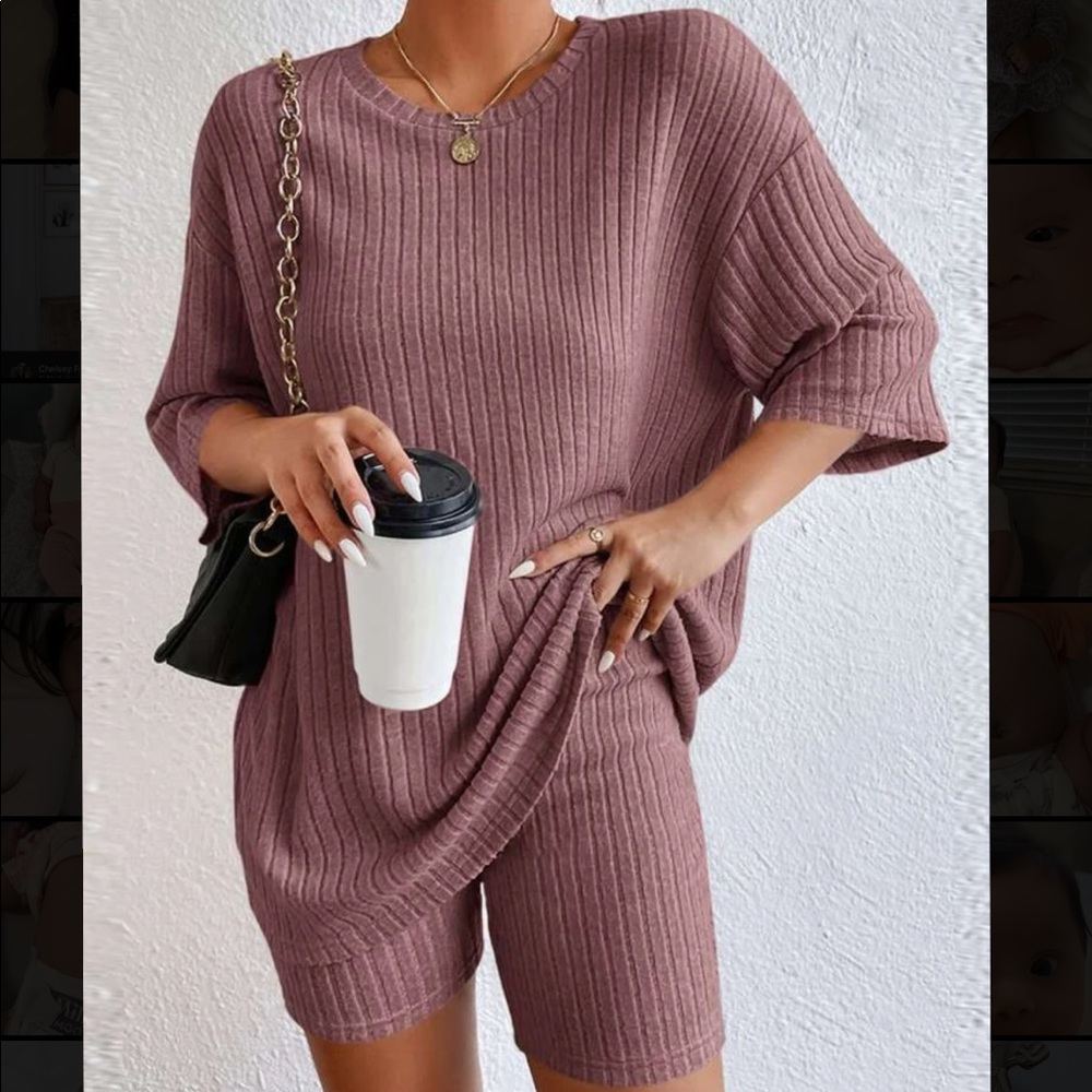 Two piece set - Oversized tshirt and biker shorts